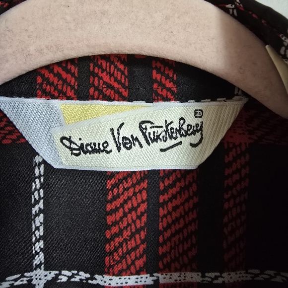 Diane Von Furstenberg, DVF Vintage 80s Red Plaid Button Front Blouse SZ Medium - Picture 8 of 9